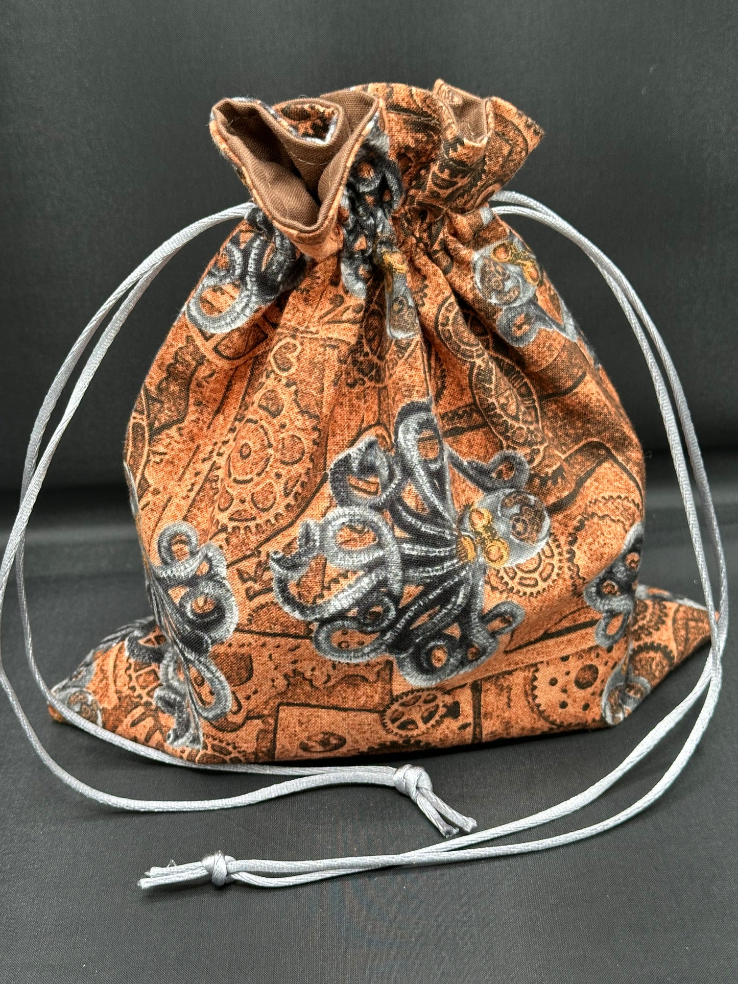 steam punk octopus draw string bag