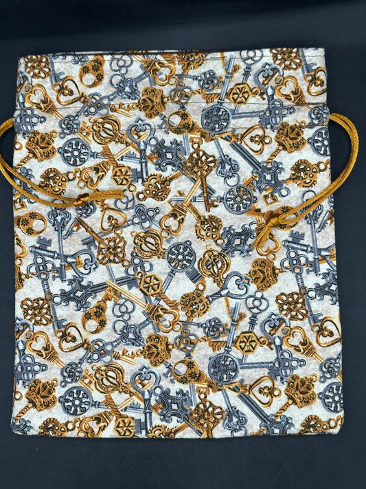 steam punk keys draw string bag