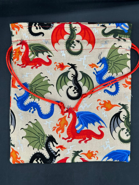 Multi-colored dragons on tan