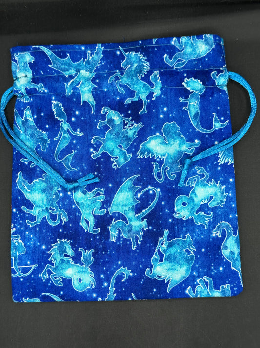 mythical stars - blue draw string bag
