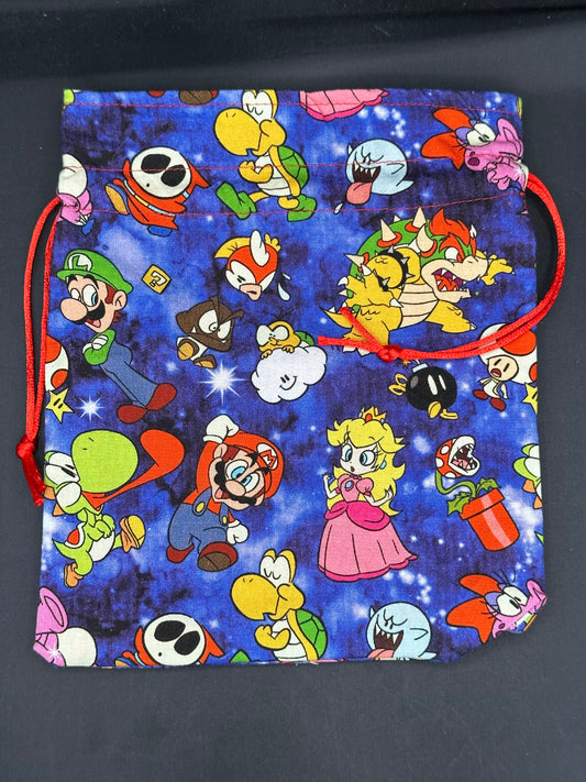 Mario characters on purple background -  drawstring