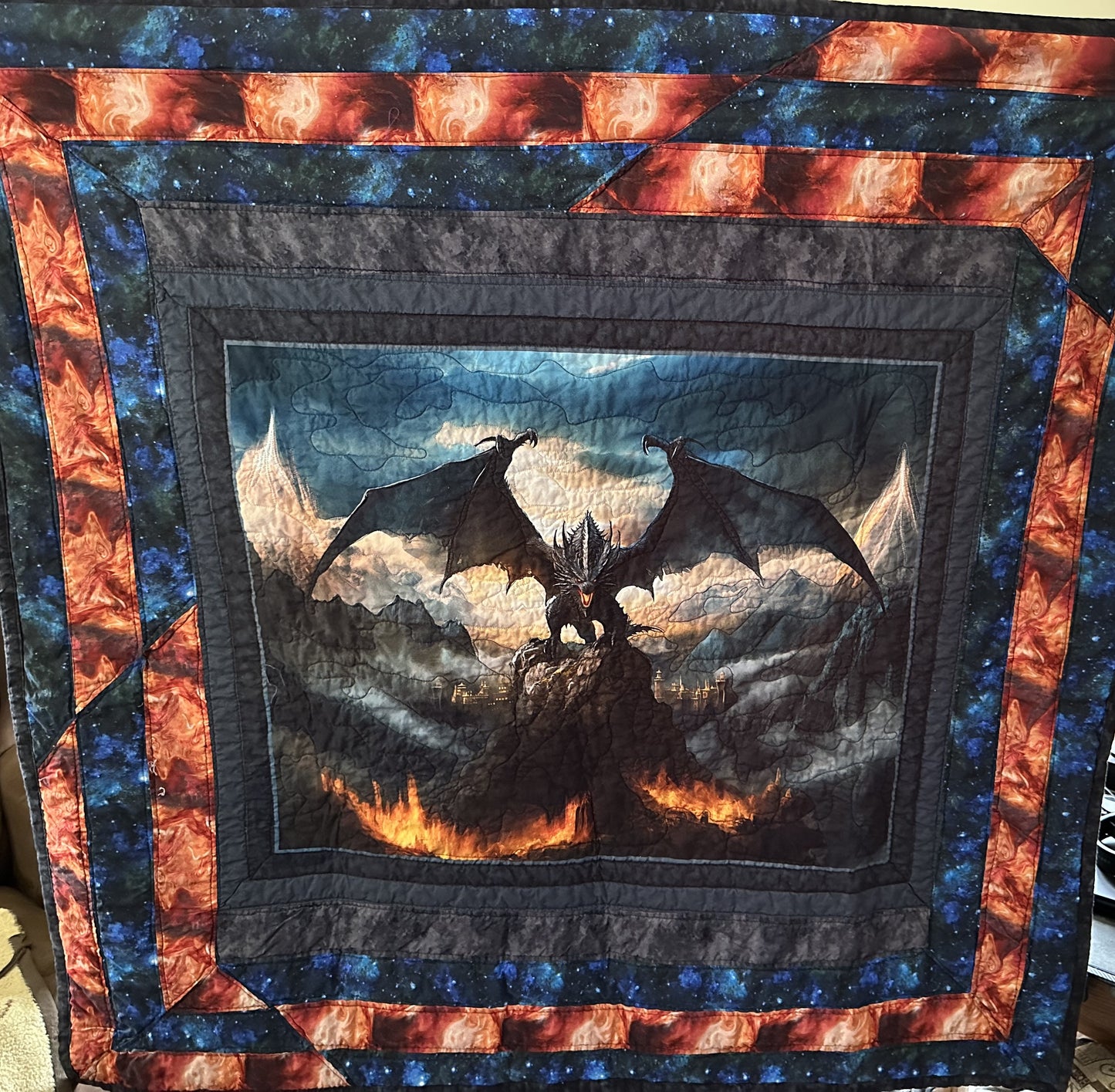 Dragon with fire Quilt