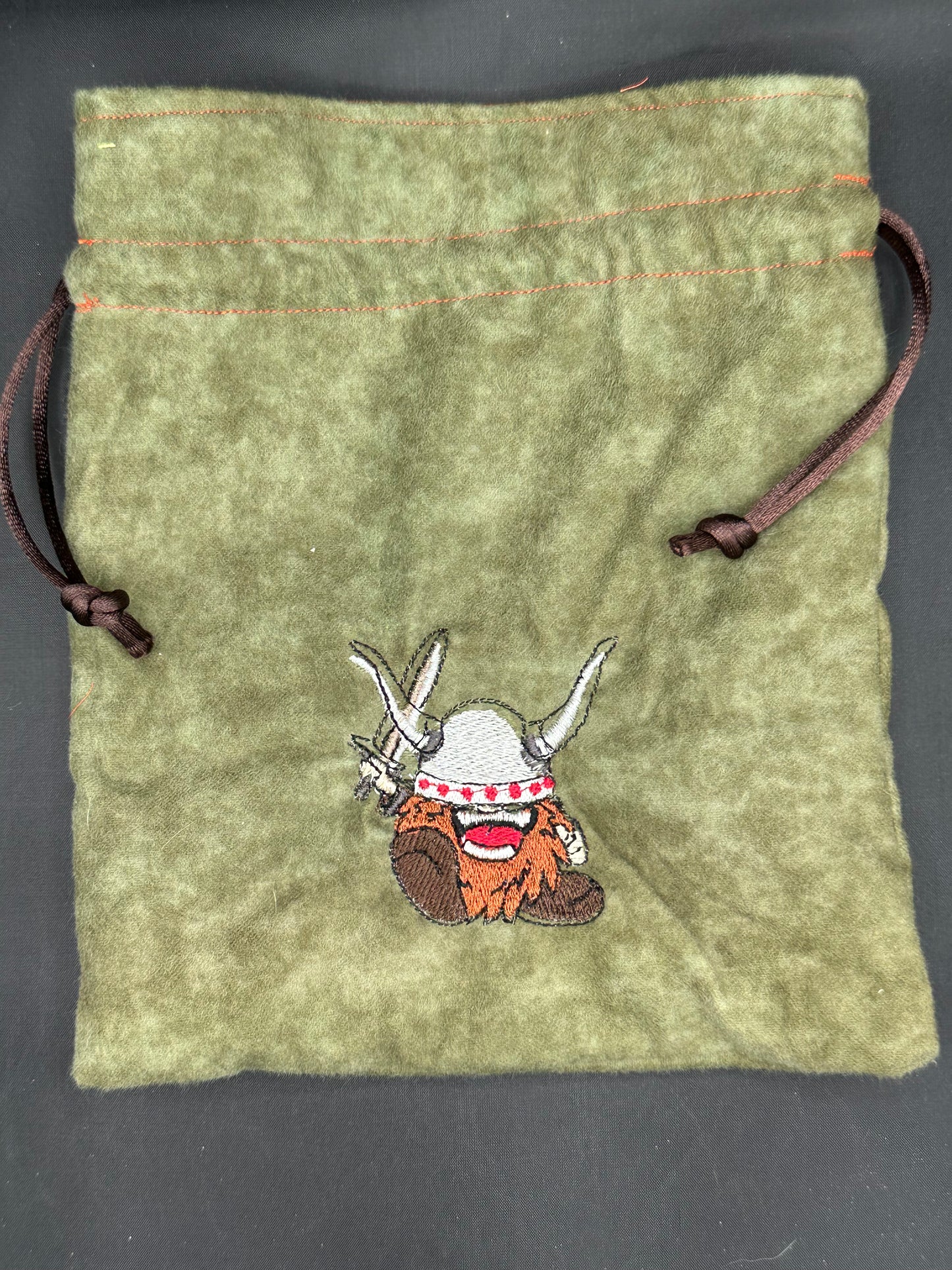 embroidered Viking draw string bag