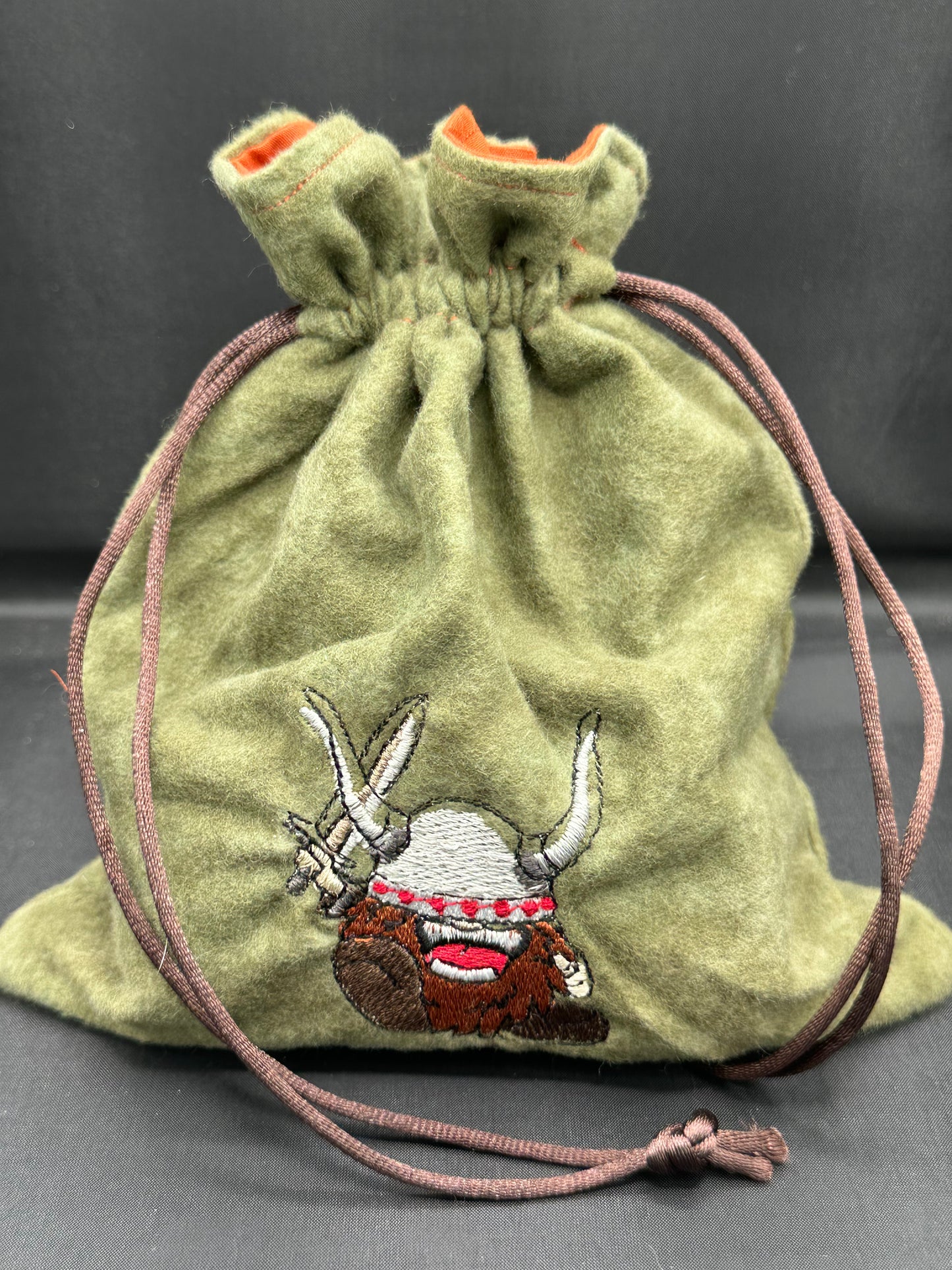 embroidered Viking draw string bag