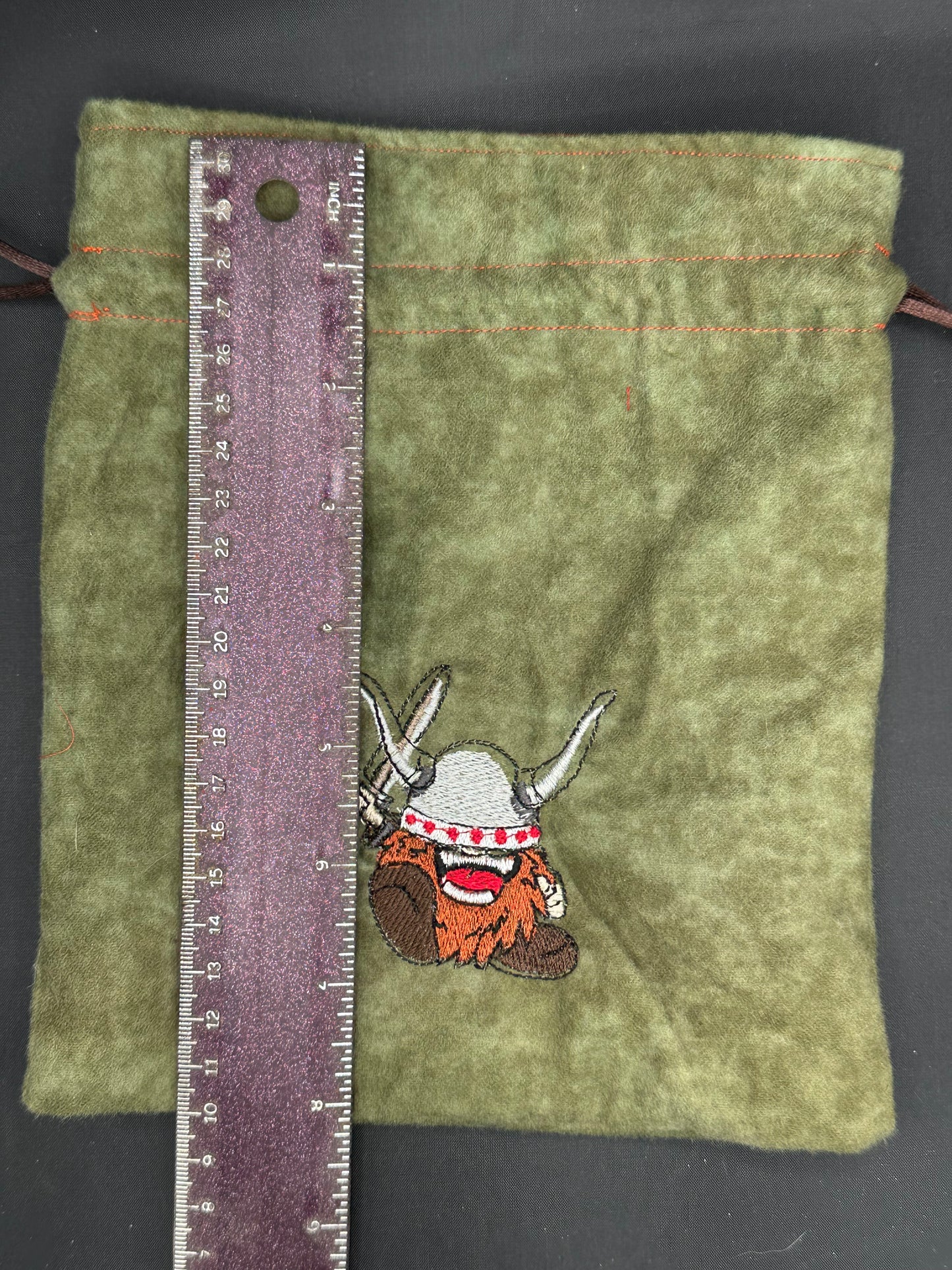 embroidered Viking draw string bag