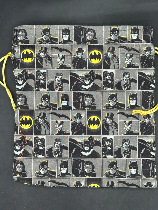 Batman black and grey draw string bag