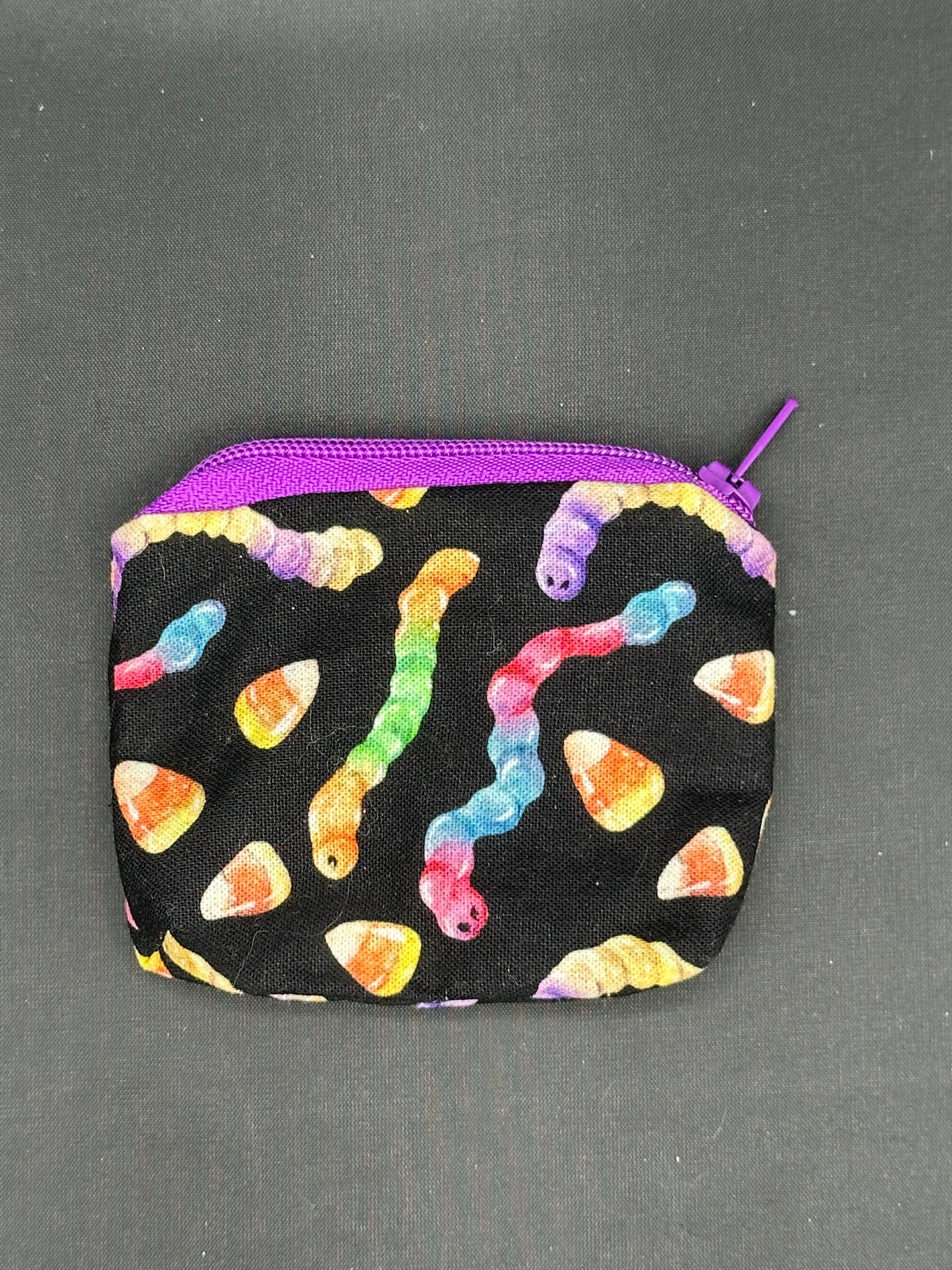 Neon candy worms coin bag