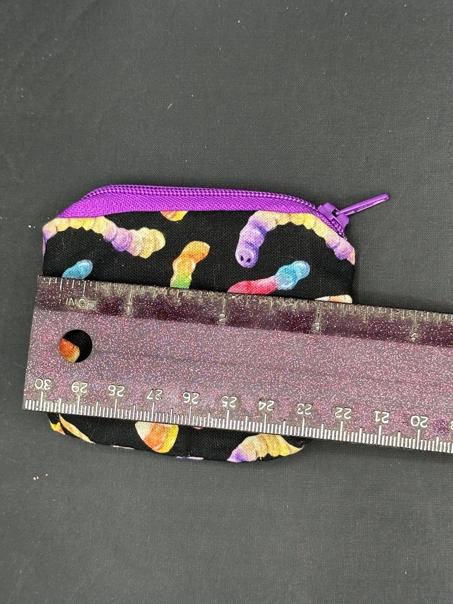 Neon candy worms coin bag