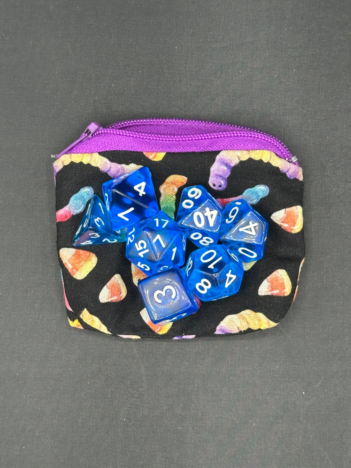 Neon candy worms coin bag