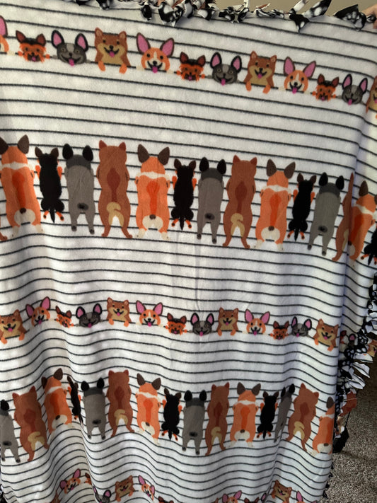 Dogs on line fleece blanket