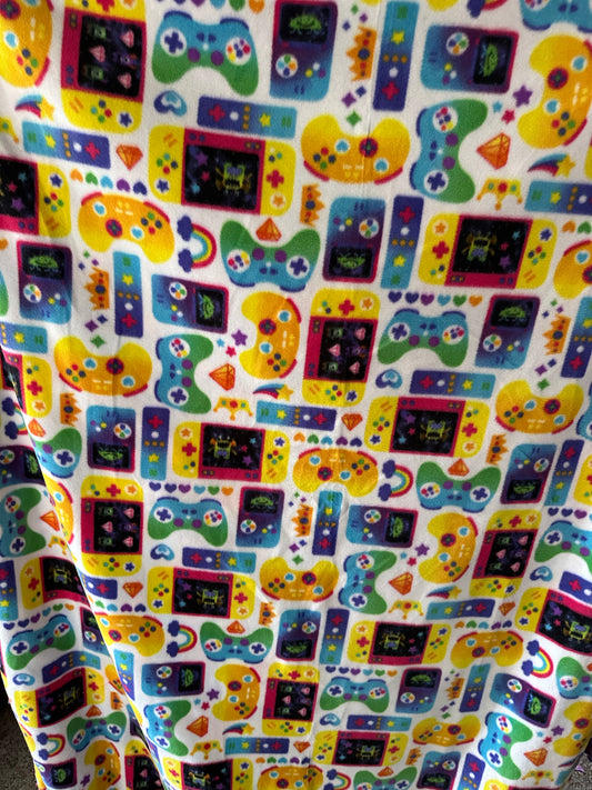 colorful gaming controller fleece blanket