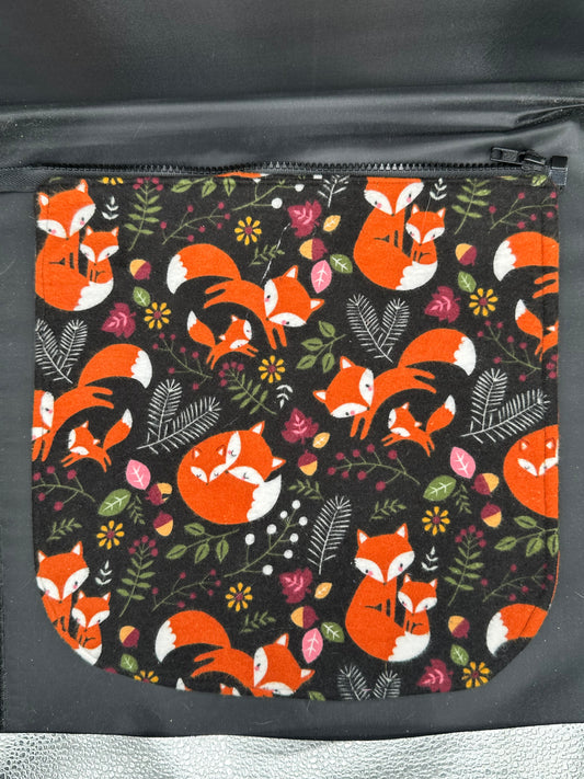 fox on flannel material - 12" purse flap