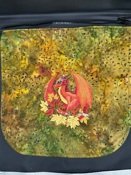 Embroidered Dragon - Fall 12" purse flap