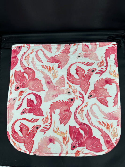 Red Dragons white background 12" purse flap