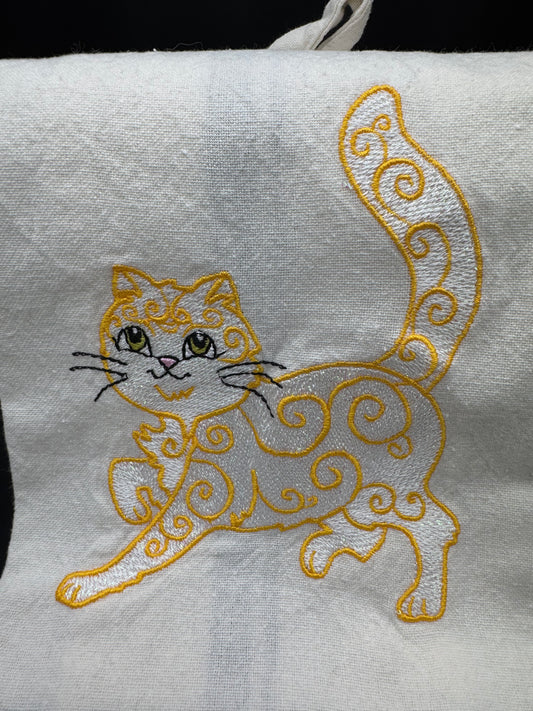 white & orange cat - mylar towel