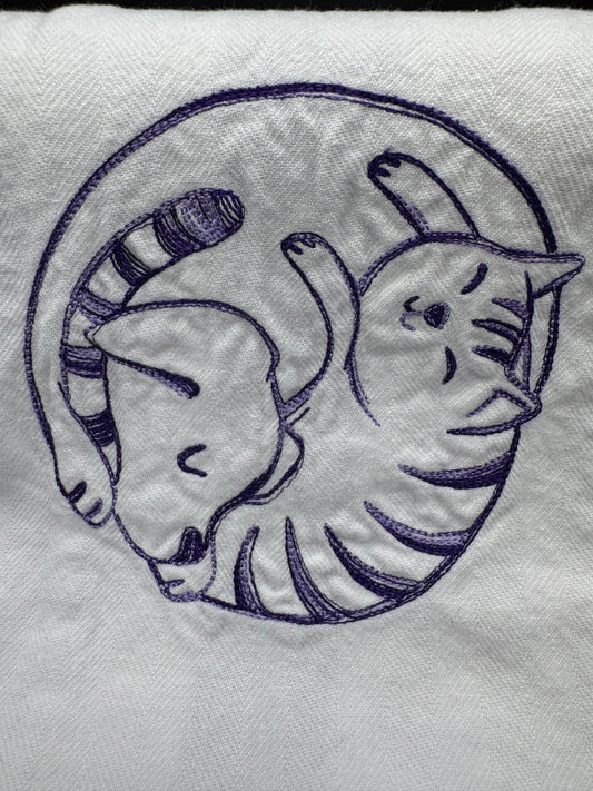 cat & dog ying/yang towel