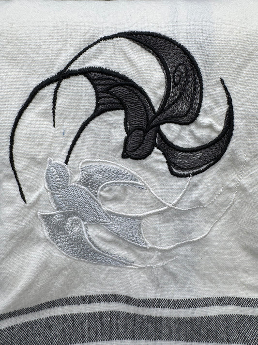 ying yang birds towel
