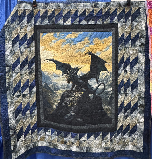Dragon with mountain Quilt